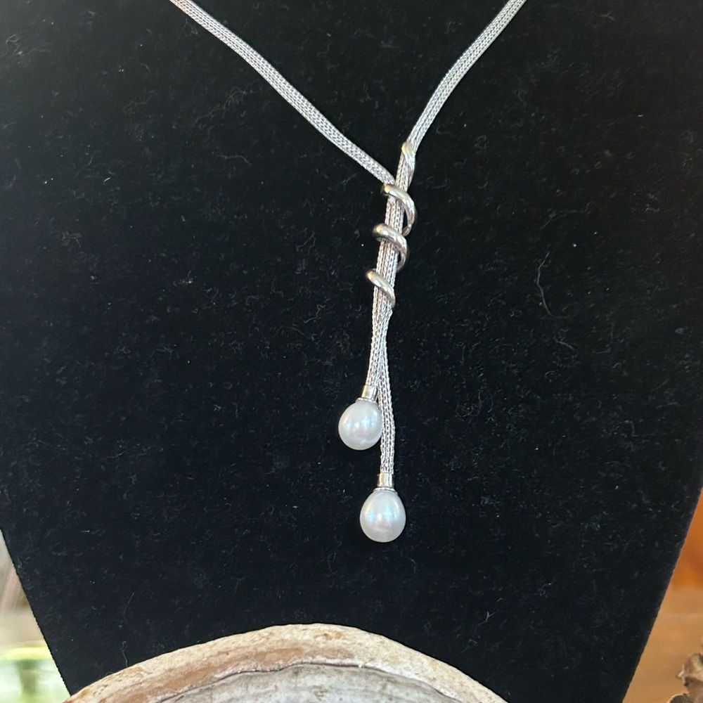 925 Sterling Vintage fabulous Pearl Necklace - Picture 2 of 4